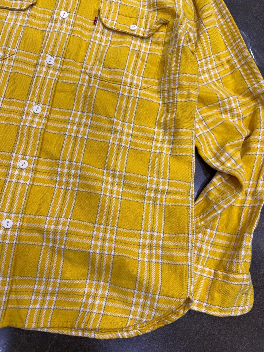 리바이스 헤비코튼 캐쥬얼 투포켓 셔츠 남방 옐로우 체크 M 상품이미지5