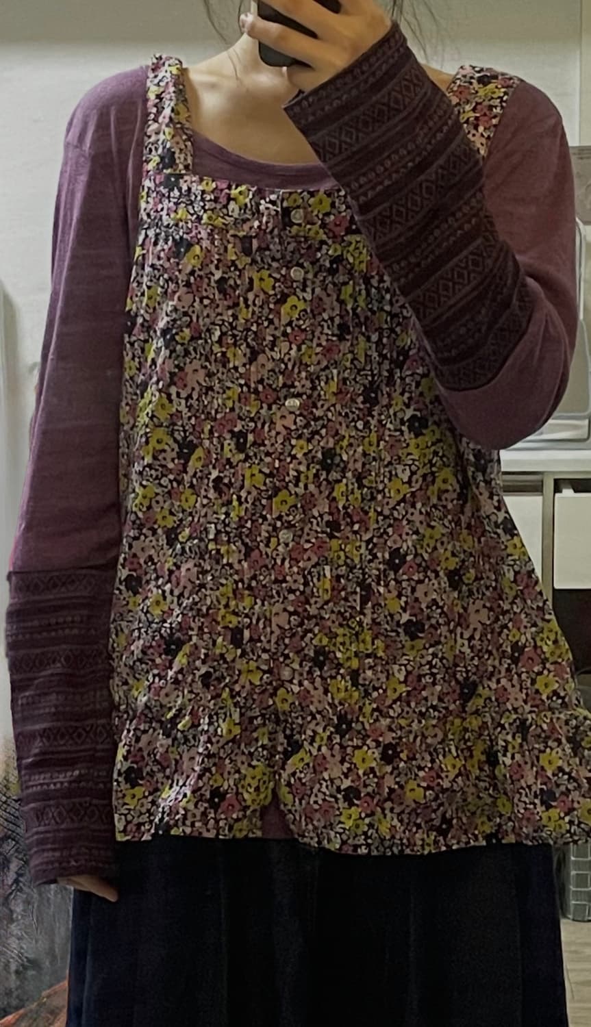 빈티지 하구미 히피 패치 상의 코디 세트 상품이미지3