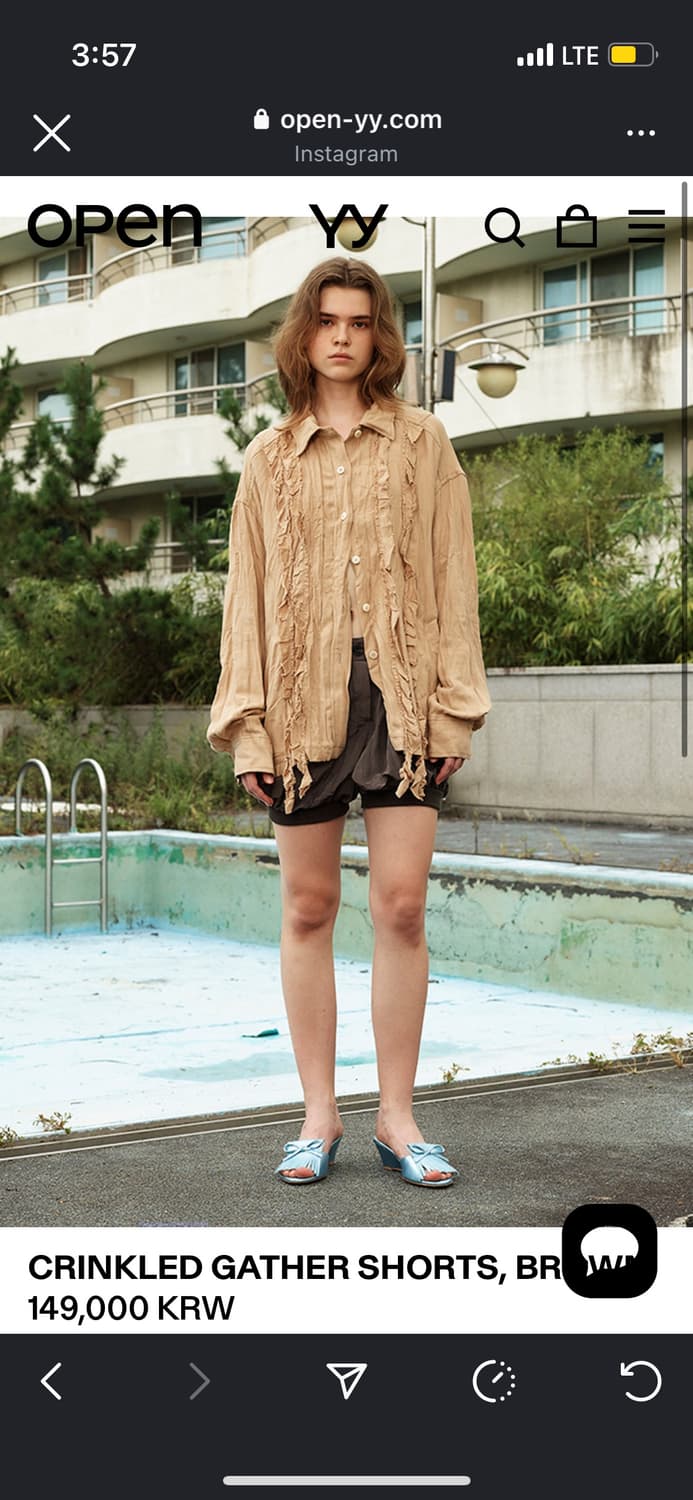 CRINKLED GATHER shorts brown 상품이미지3