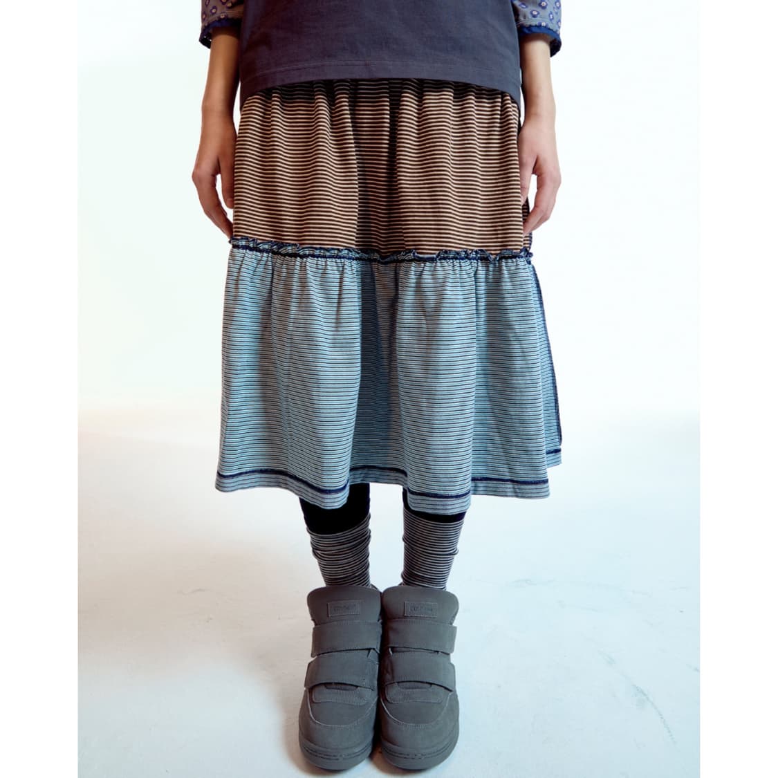 [2] 코이세이오 컬러드 스트라이프 미디 스커트 퍼플 상품이미지6