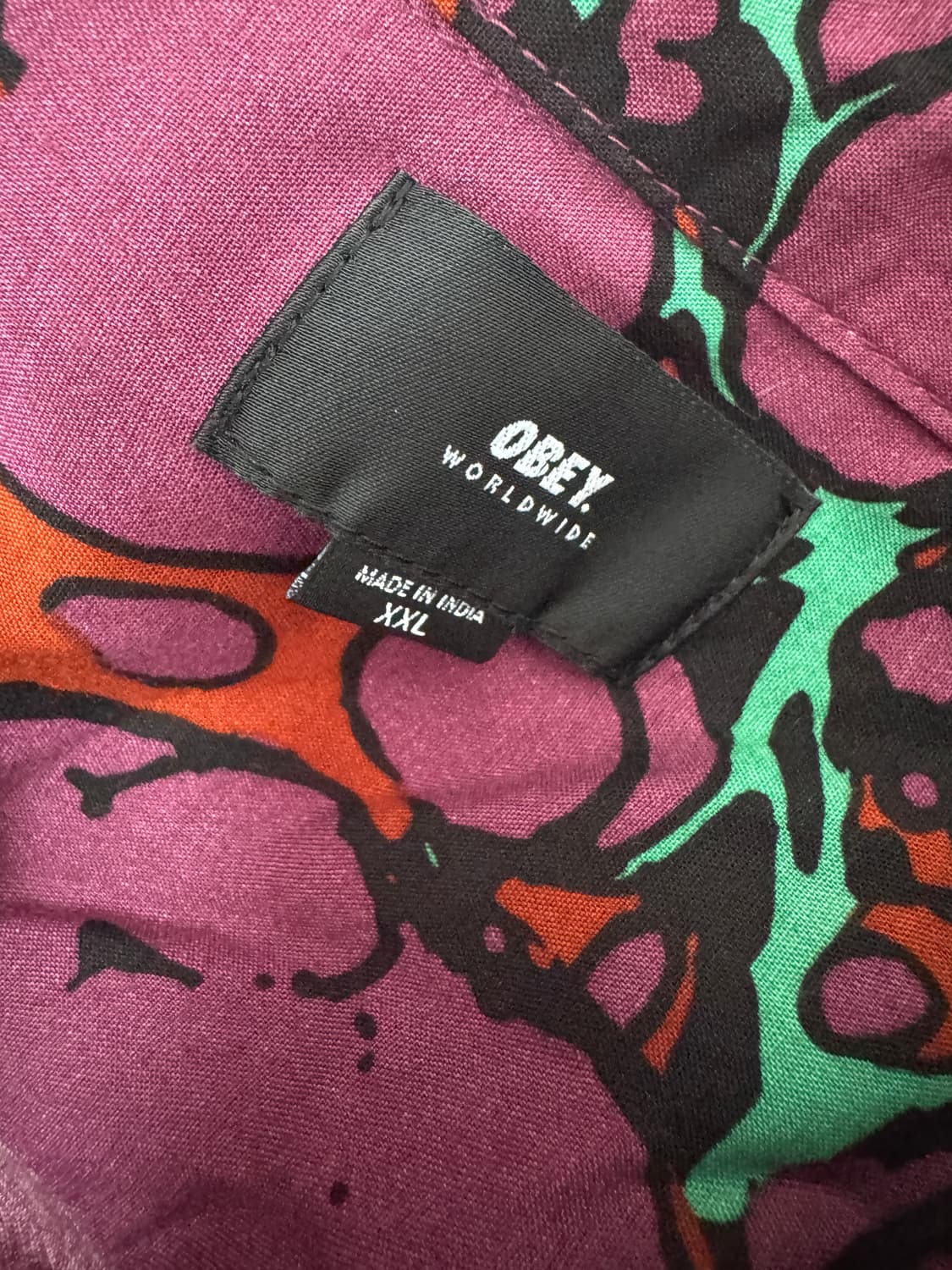 오베이 OBEY 빈티지 퍼플 하와이안 반팔 셔츠 2XL 상품이미지3