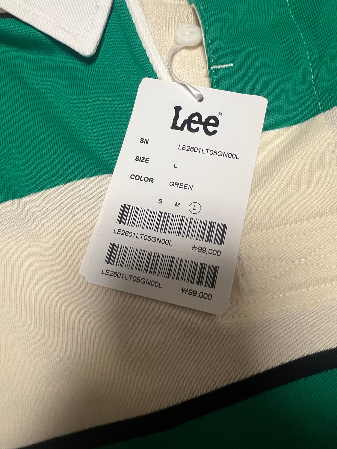 [새상품] Lee 그린 스트라이프 럭비 셔츠 상품이미지5