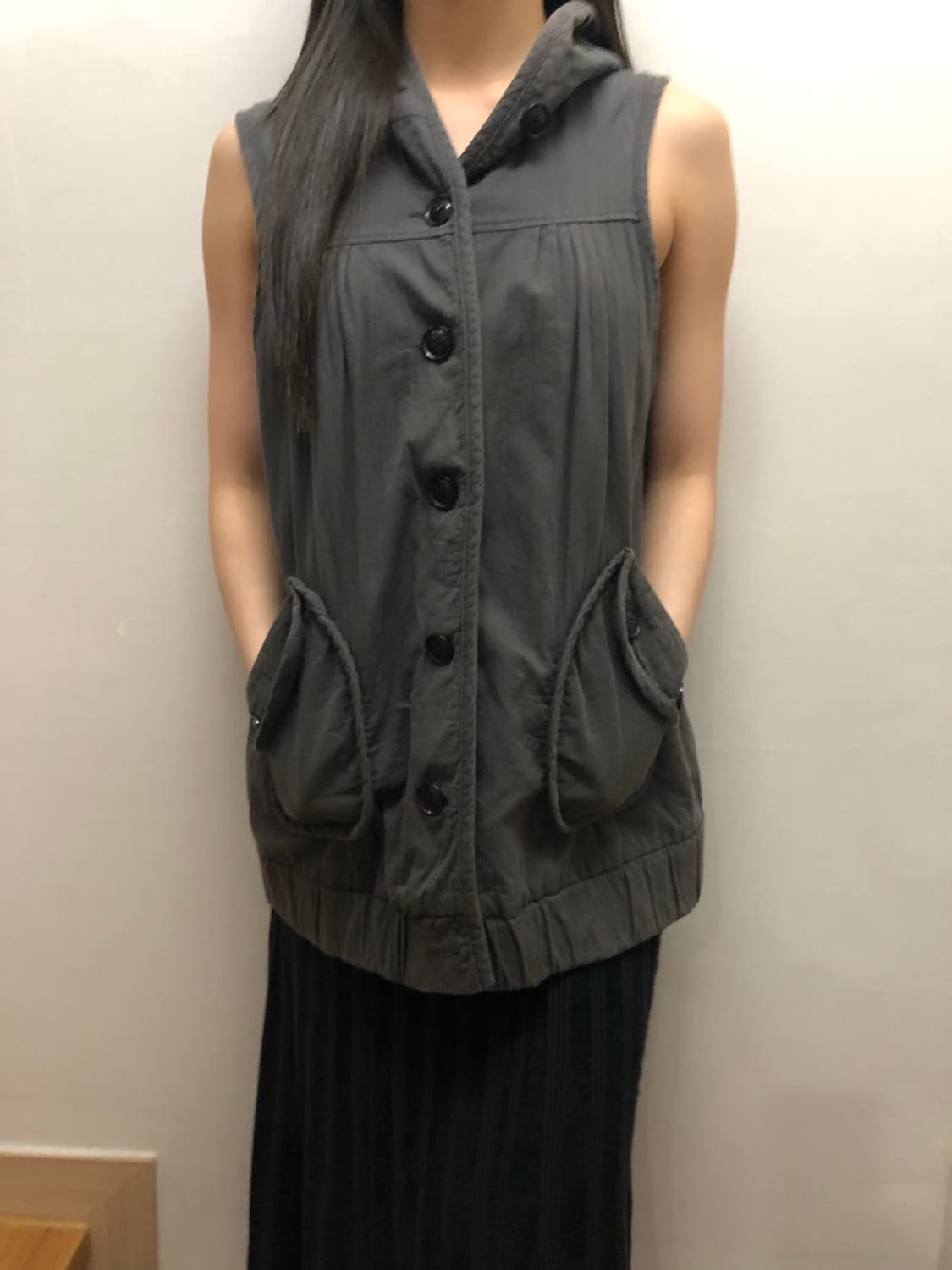 빈티지 그레이 버튼 베스트 상품이미지1