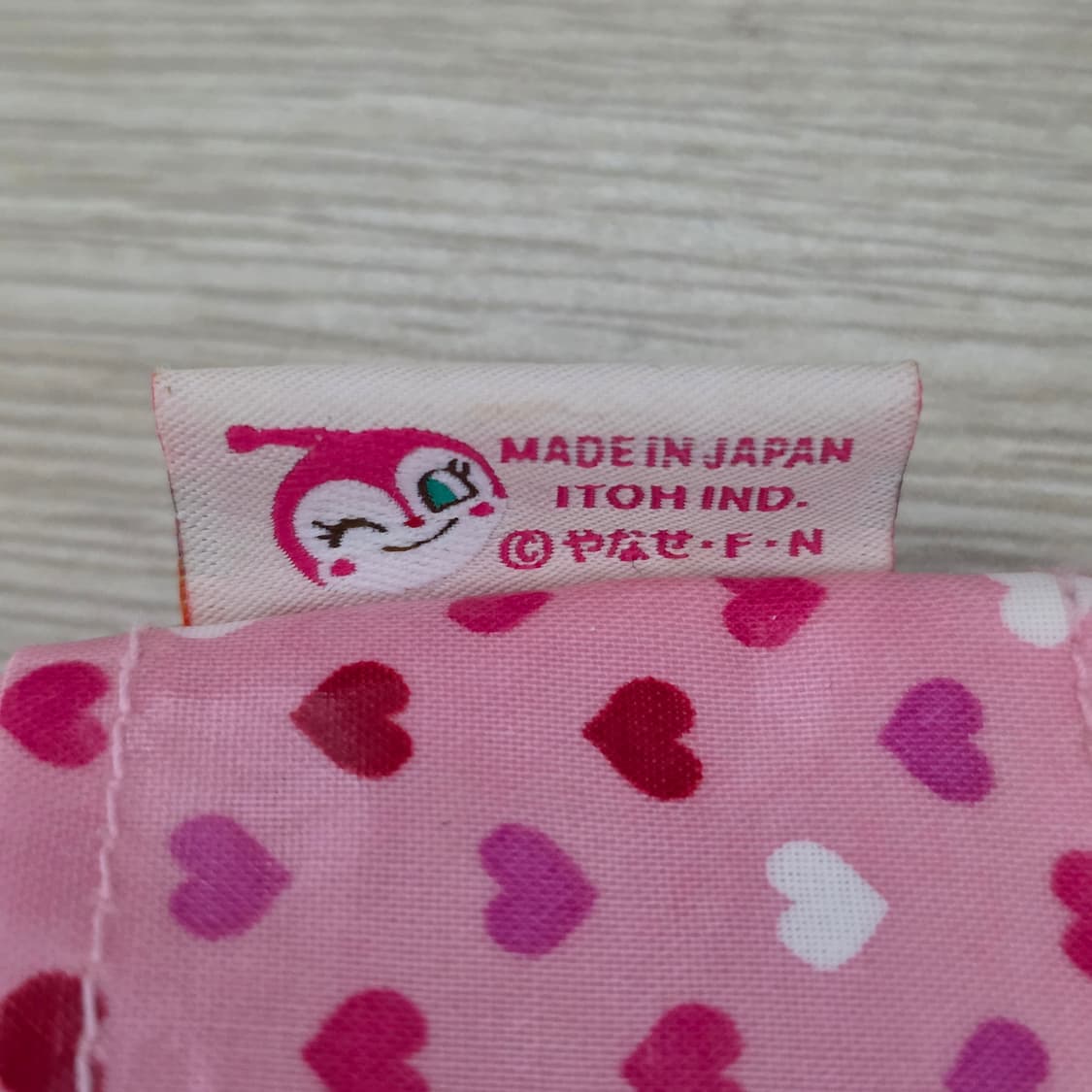 일본고전빈티지)호빵맨 도킨짱 레트로 핑크 하트 갸루 파우치 상품이미지3