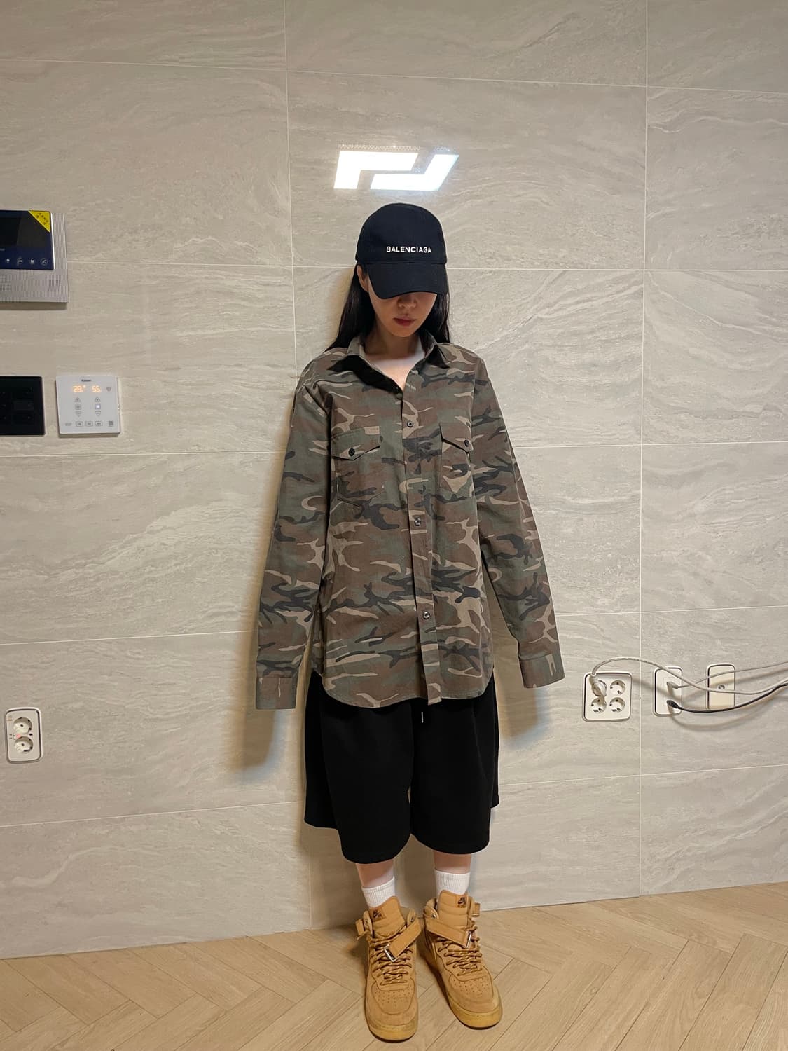 자체제작 카모 플란넬 셔츠 오버핏(L 105) 상품이미지4