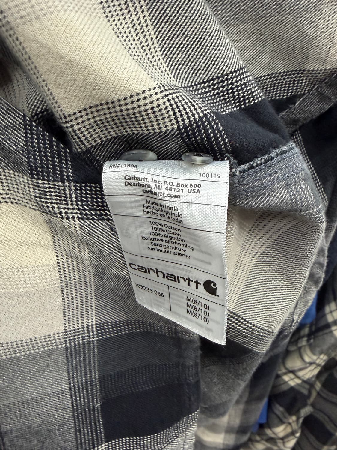 칼하트 블랙/화이트 체크 후드 셔츠 상품이미지8