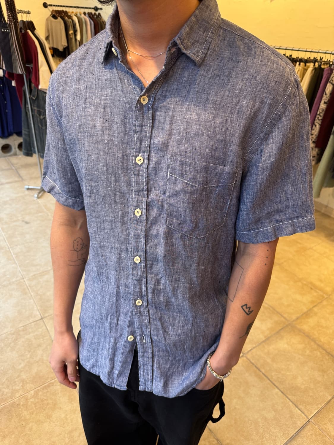 Back Number Linen Short Sleeve Shirt 상품이미지4