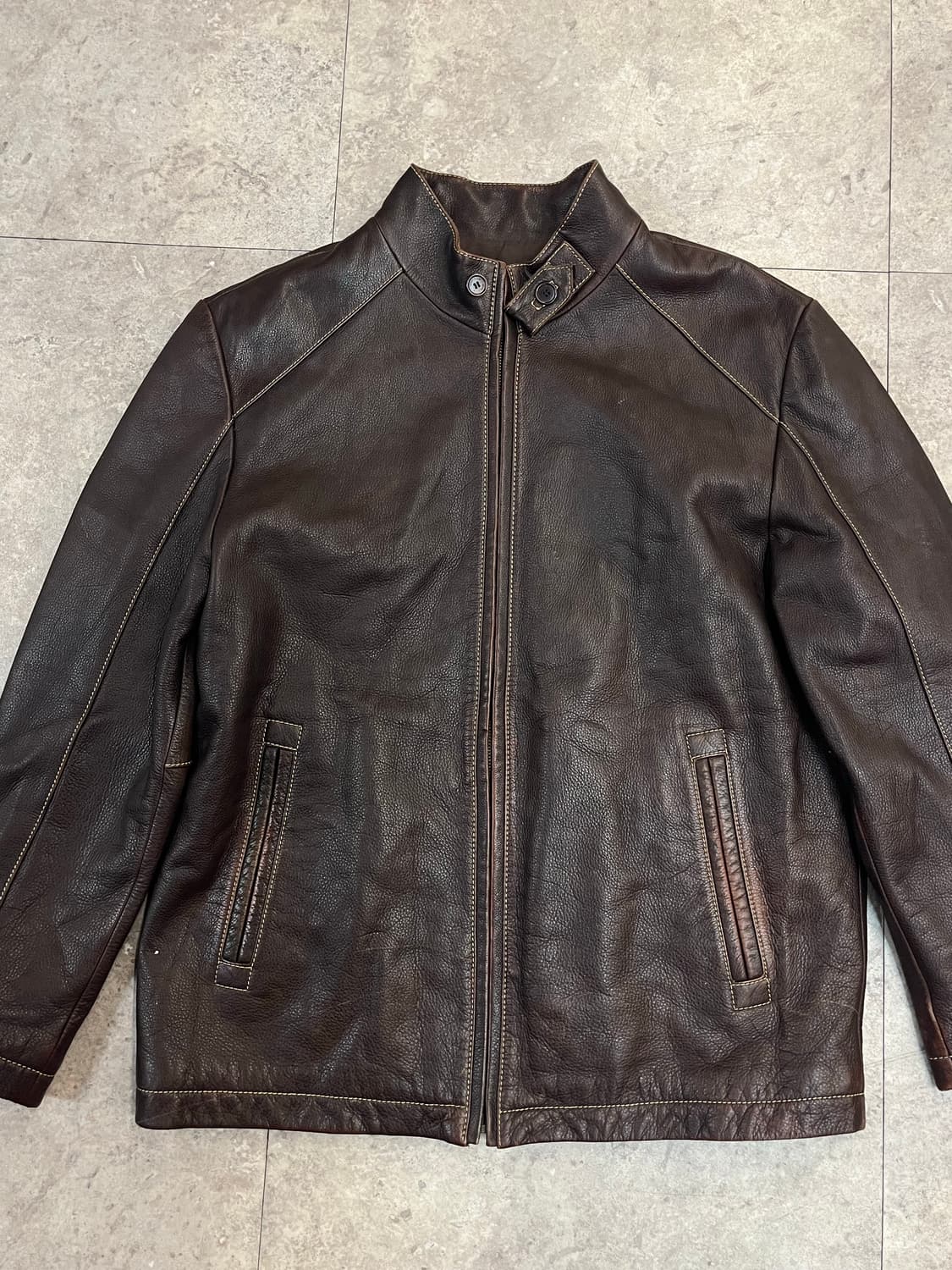 빈티지 소가죽 레더자켓 브라운 100 #csz2386 상품이미지4