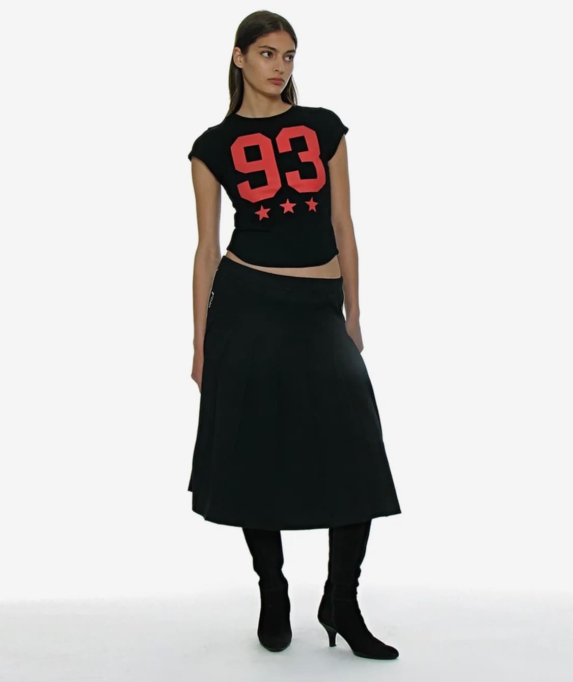 PARTIMENTO women 93 차오 프린티드 숏 슬리브 티 (블랙) 상품이미지5