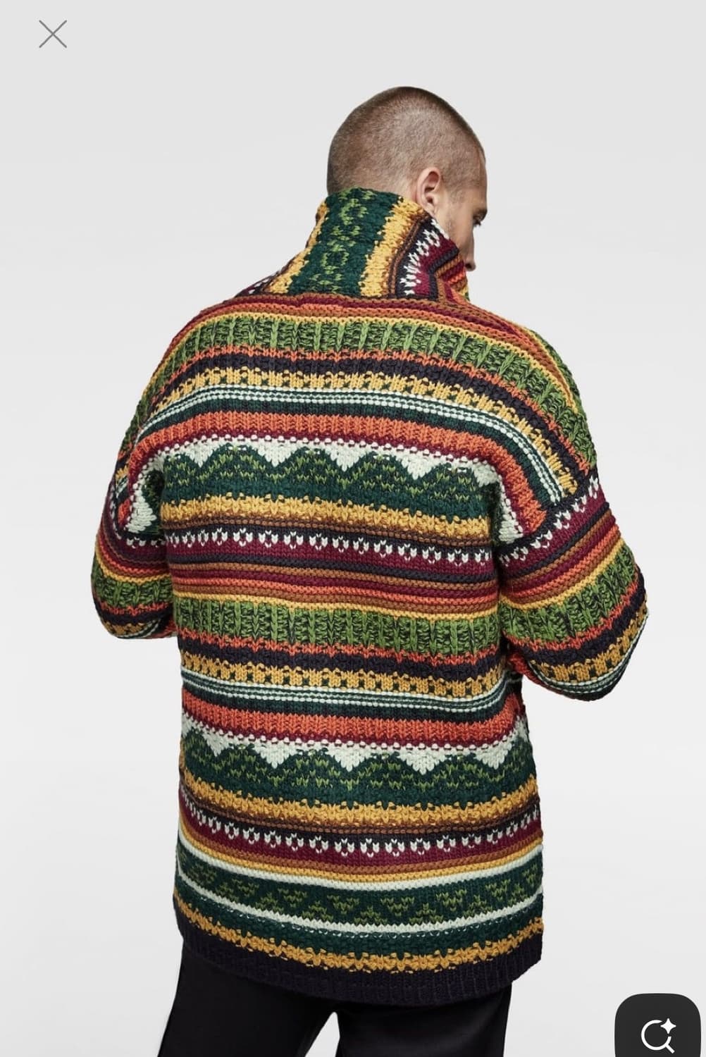 자라 에스닉 배색 니트 스웨터 가디건 M 상품이미지1