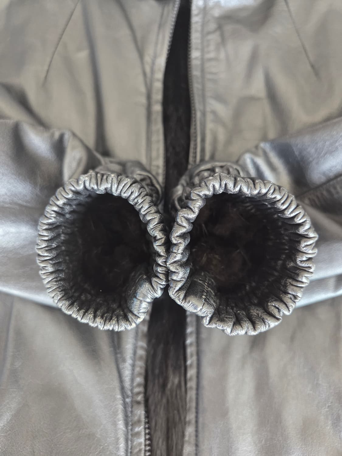 빈티지 소가죽 사가 밍크퍼 리버서블 블루종 자켓 상품이미지3