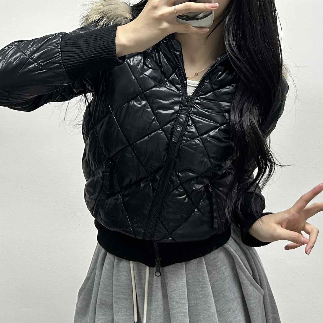 Vondutch 본더치 y2k퀄팅 후드퍼 걸즈 자켓 후드 패딩 점퍼(M) 상품이미지1