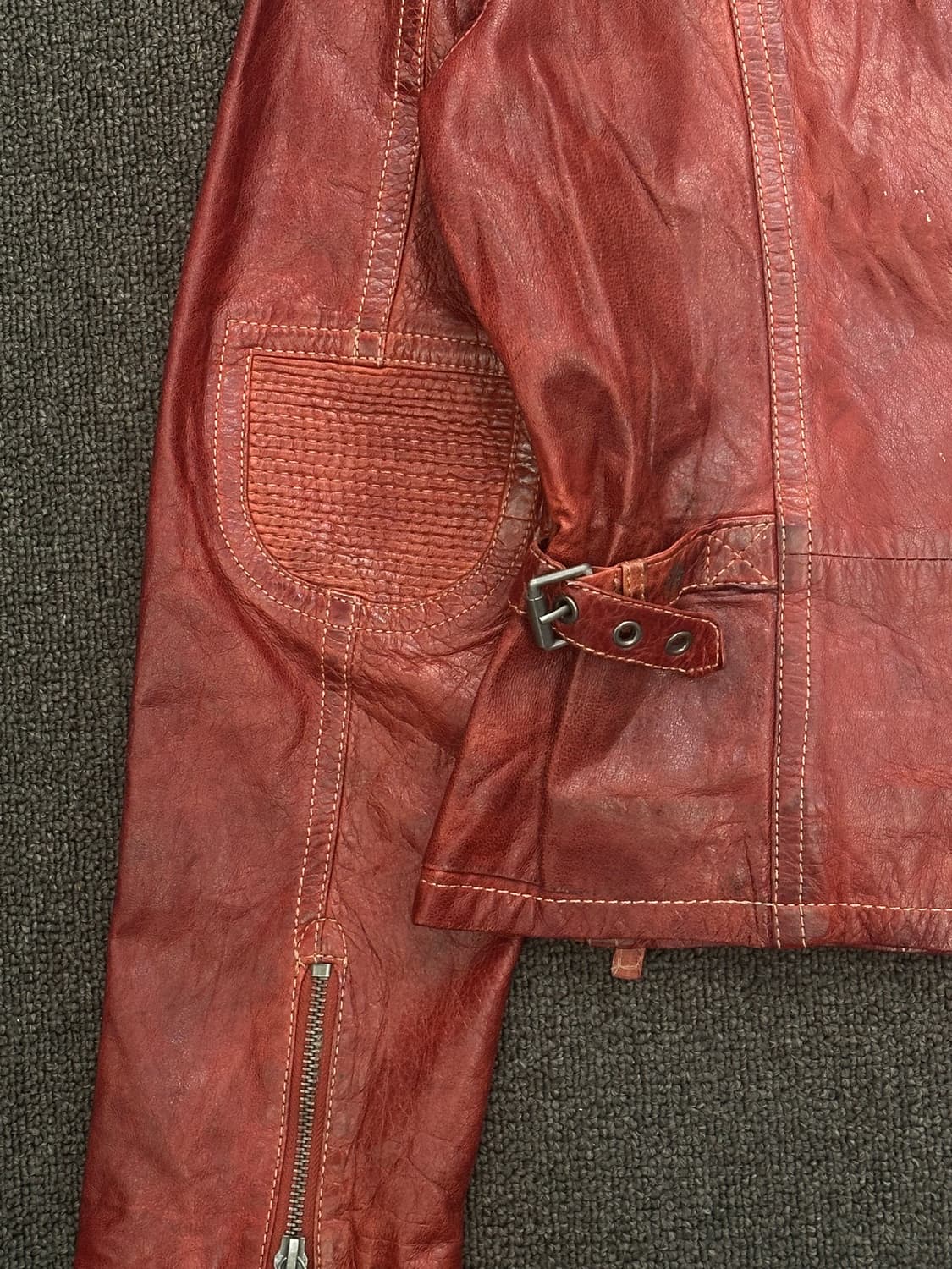 L)Japanese vintage 여성 버건디 레더자켓 상품이미지8