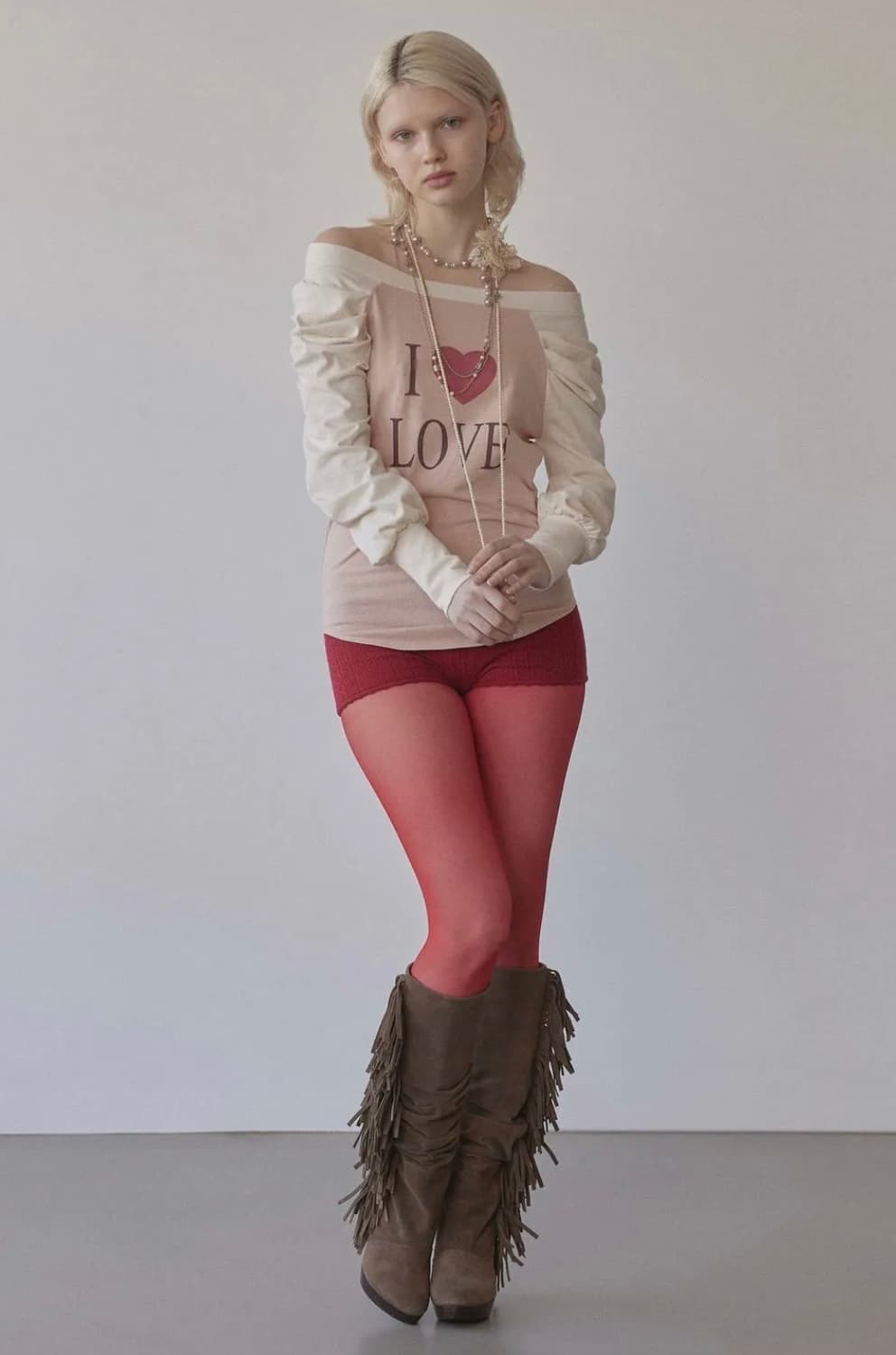 스컬프터 love off shoulder tee peach 상품이미지3