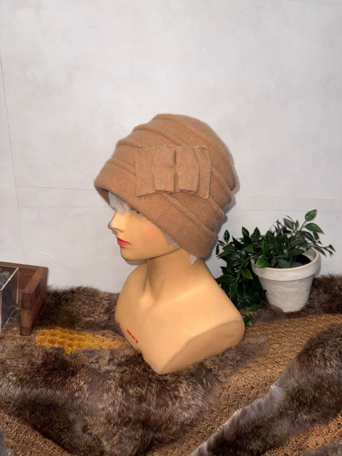 Metro City beige wool ribbon wrinkled 비니 상품이미지2