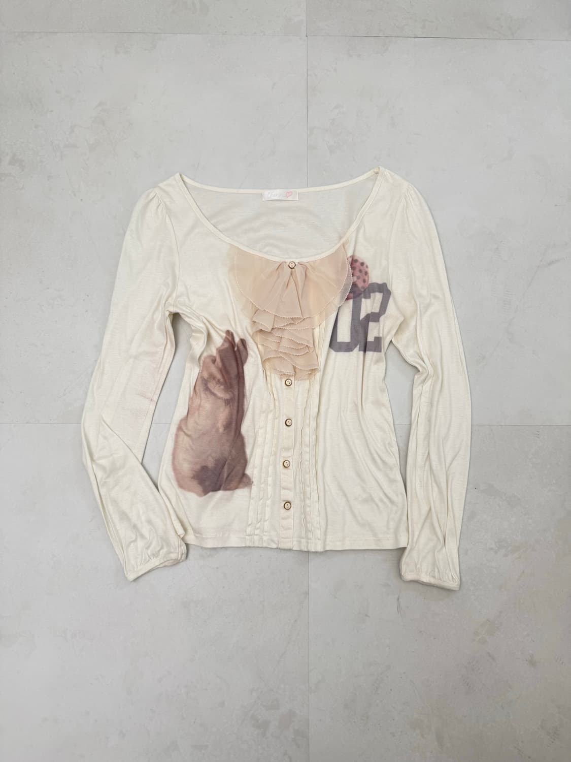 토끼 프린팅 프릴 긴팔티 상품이미지5