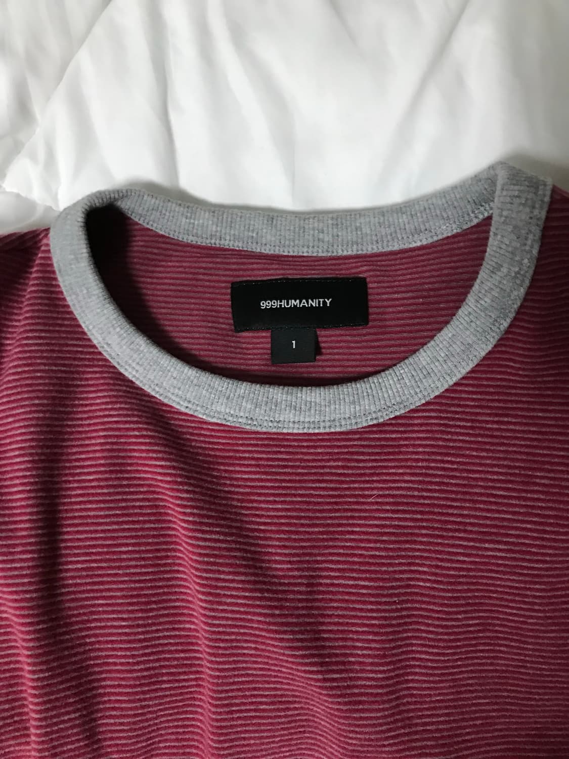 999휴머니티 스트라이프 하프티 핑크그레이 상품이미지6