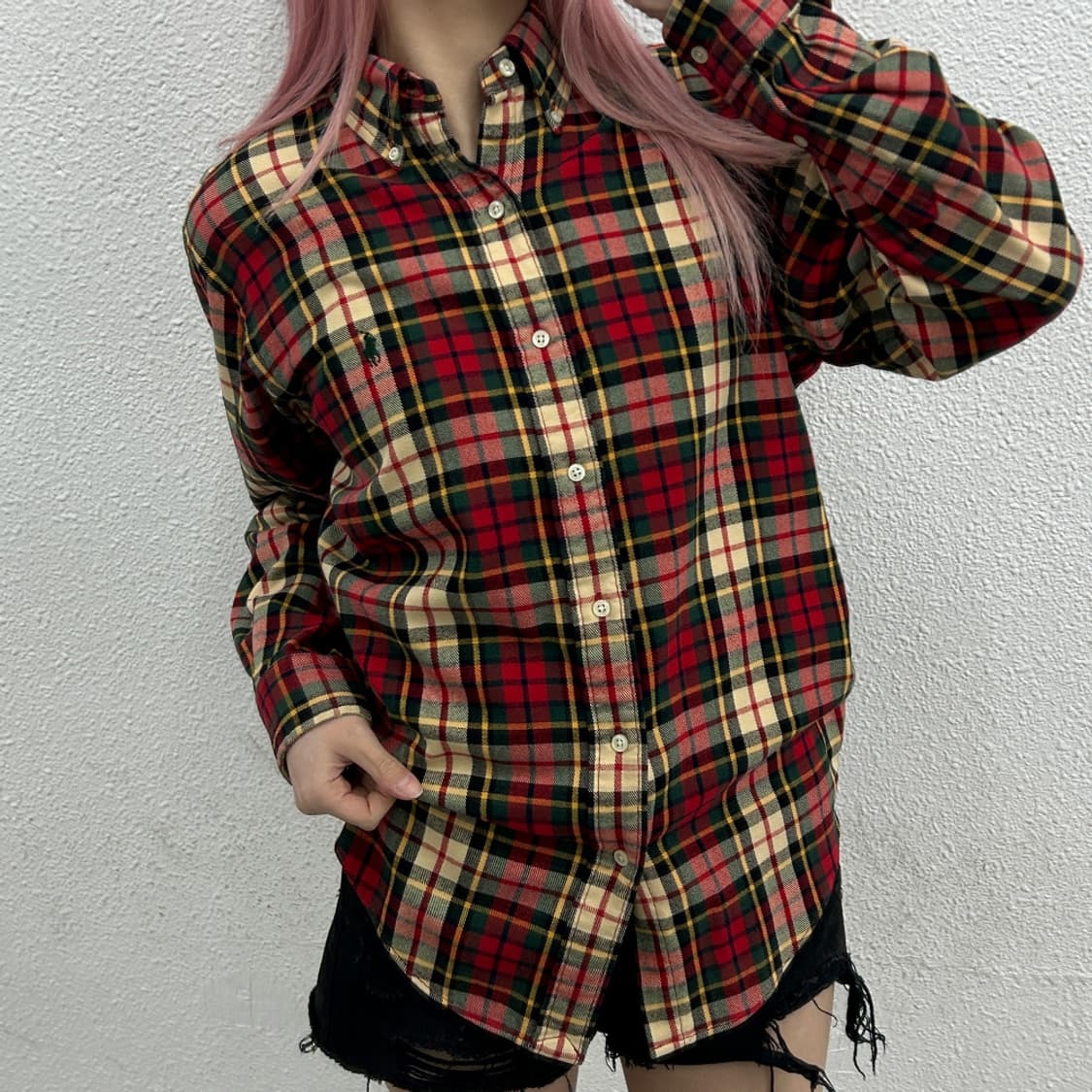 폴로 랄프로렌 딥그린포니 타탄체크 울 셔츠 S 상품이미지1