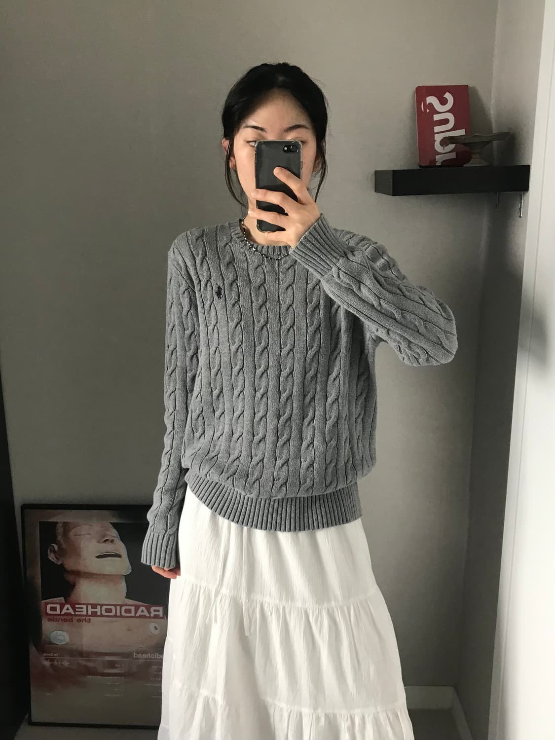 폴로 랄프로렌 포니 로고 그레이 케이블 니트 상품이미지3