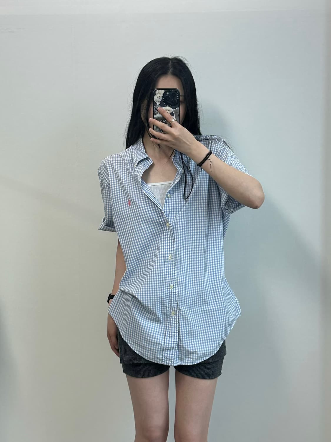 폴로 랄프로렌 자수로고 체크 반팔 셔츠  상품이미지1