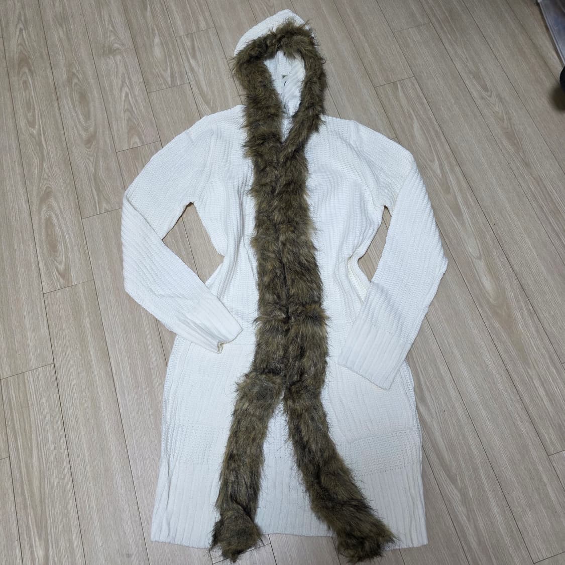 일본빈티지)오네갸루st 모리걸 대대장 모피퍼 후드롱니트가디건 상품이미지4