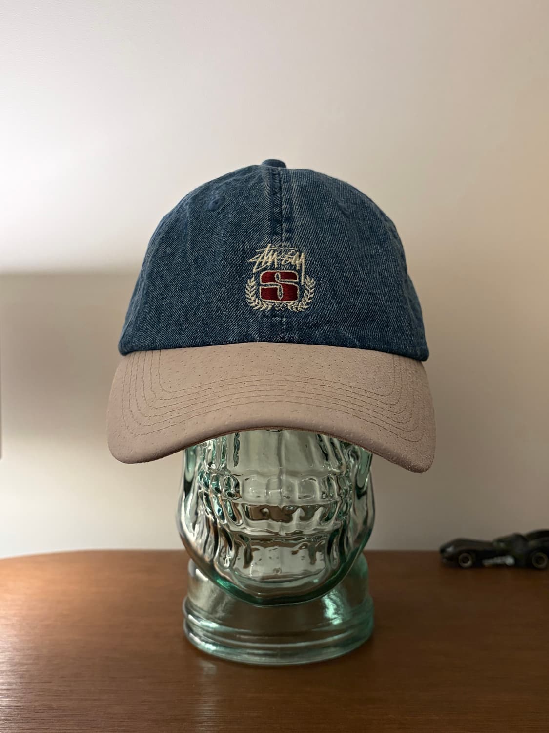 Stussy 스투시 데님 스웨이드 크레스트 볼캡 상품이미지1