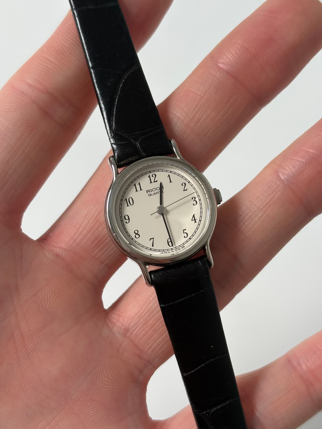 리코 1990년대 빈티지 시계 아라빅 인덱스 실버 쿼츠 여성 상품이미지1