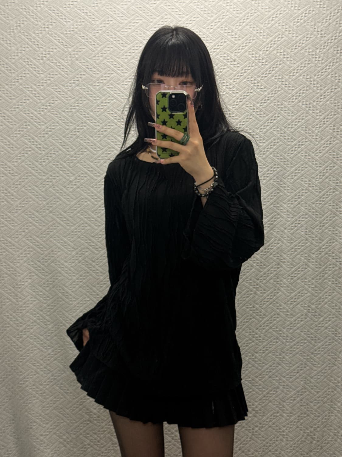 빈티지 코지 그런지 물결 텍스처 아방핏 블라우스 K0253 상품이미지1
