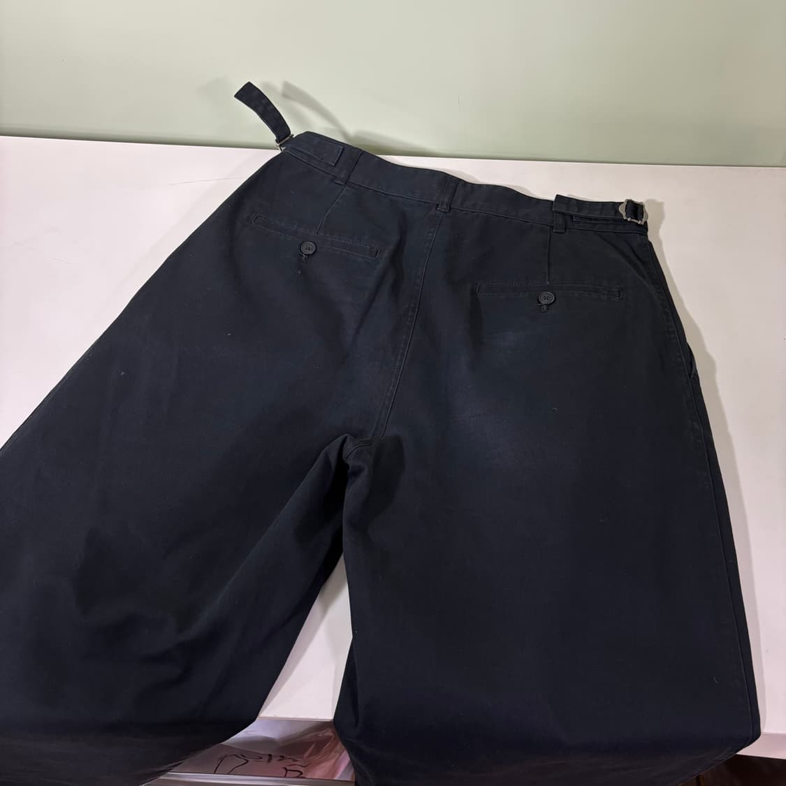 M 플랙 다크네이비 와이드핏 투턱 코튼팬츠 상품이미지3