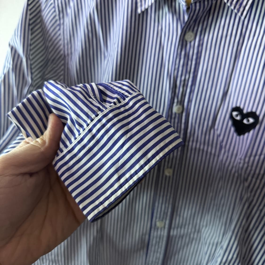 꼼데가르송 스트라이프 블랙하트와팬 셔츠 M (100-슬림 105) 상품이미지6