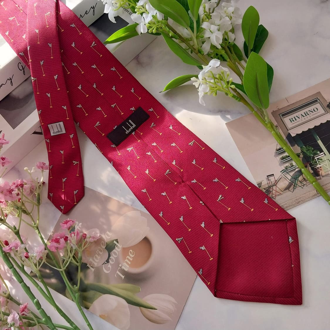 던힐 실크 레드와인 골프깃발 패턴 넥타이 9.6cm A+등급 K1811
 상품이미지5