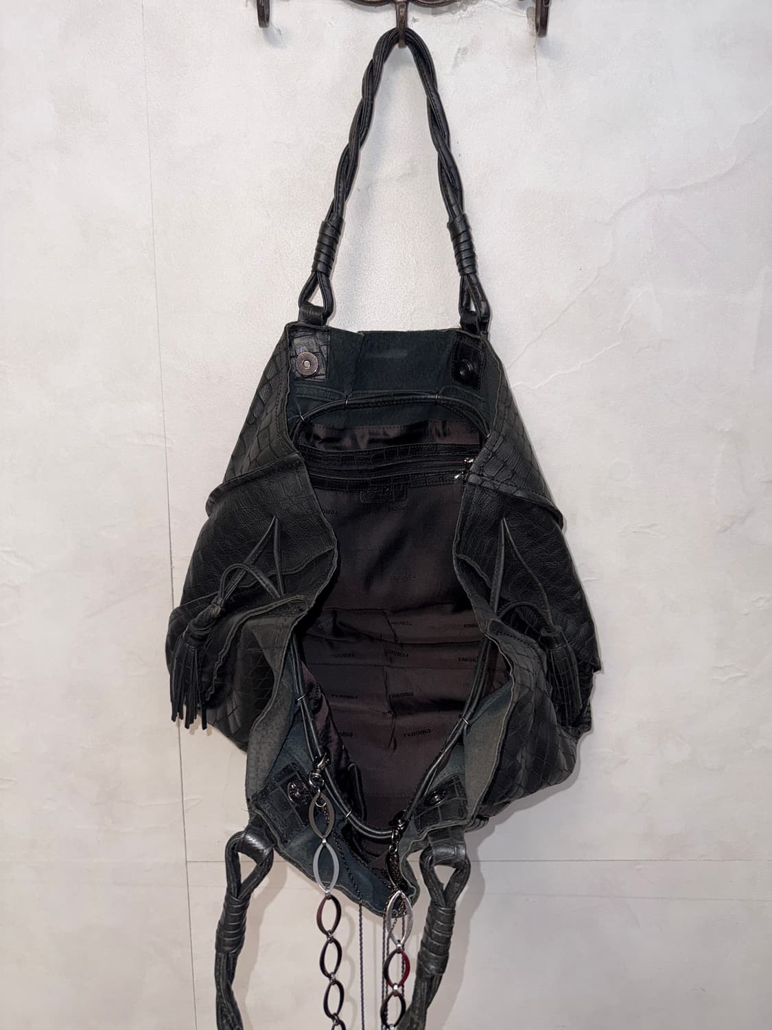 Renoma black crocodile string tote bag 상품이미지7