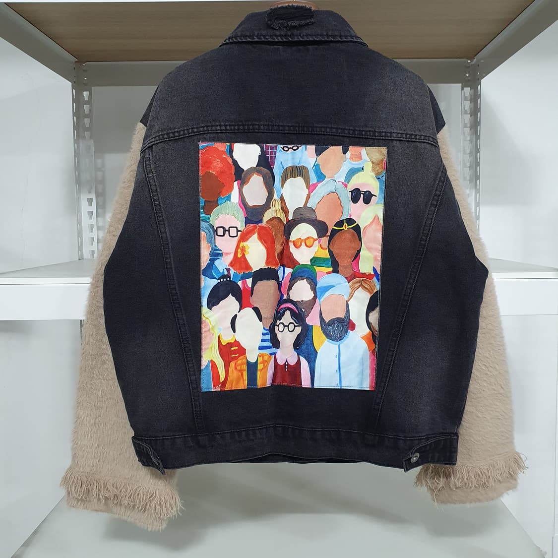 빈티지 니트 믹스 데님 자켓 상품이미지5