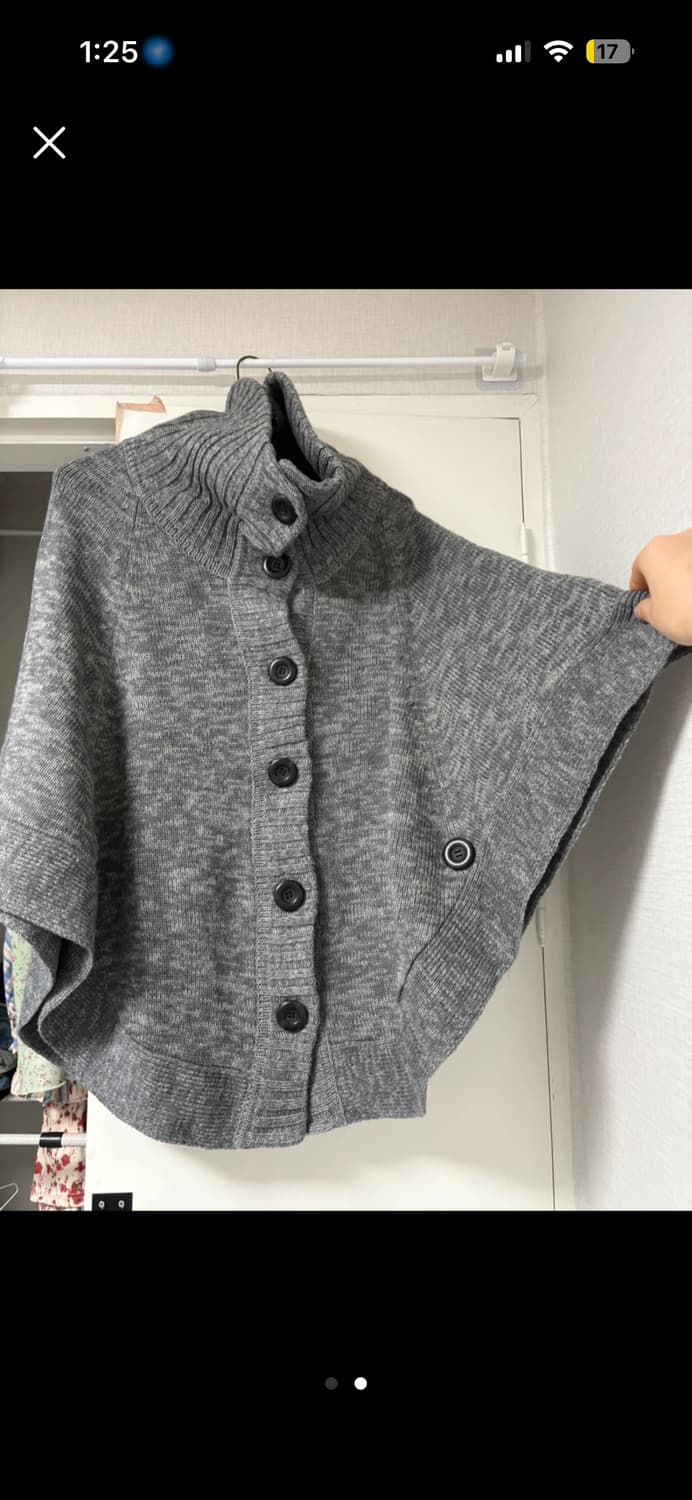 rue de b 회색 케이프 빈티지 가디건 판초 상품이미지1