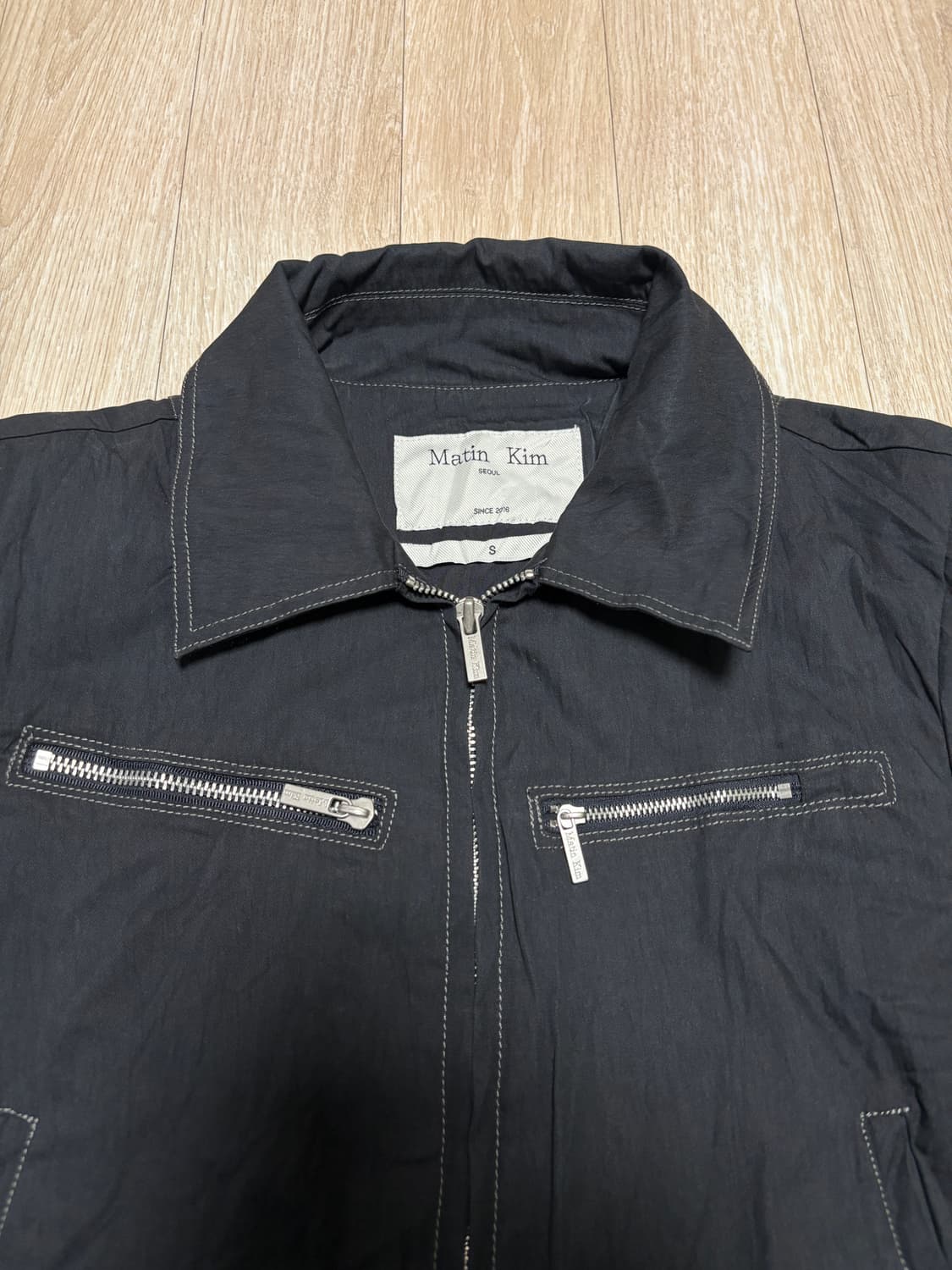 마뗑킴 크링클 크롭 점퍼 차콜 S 상품이미지3