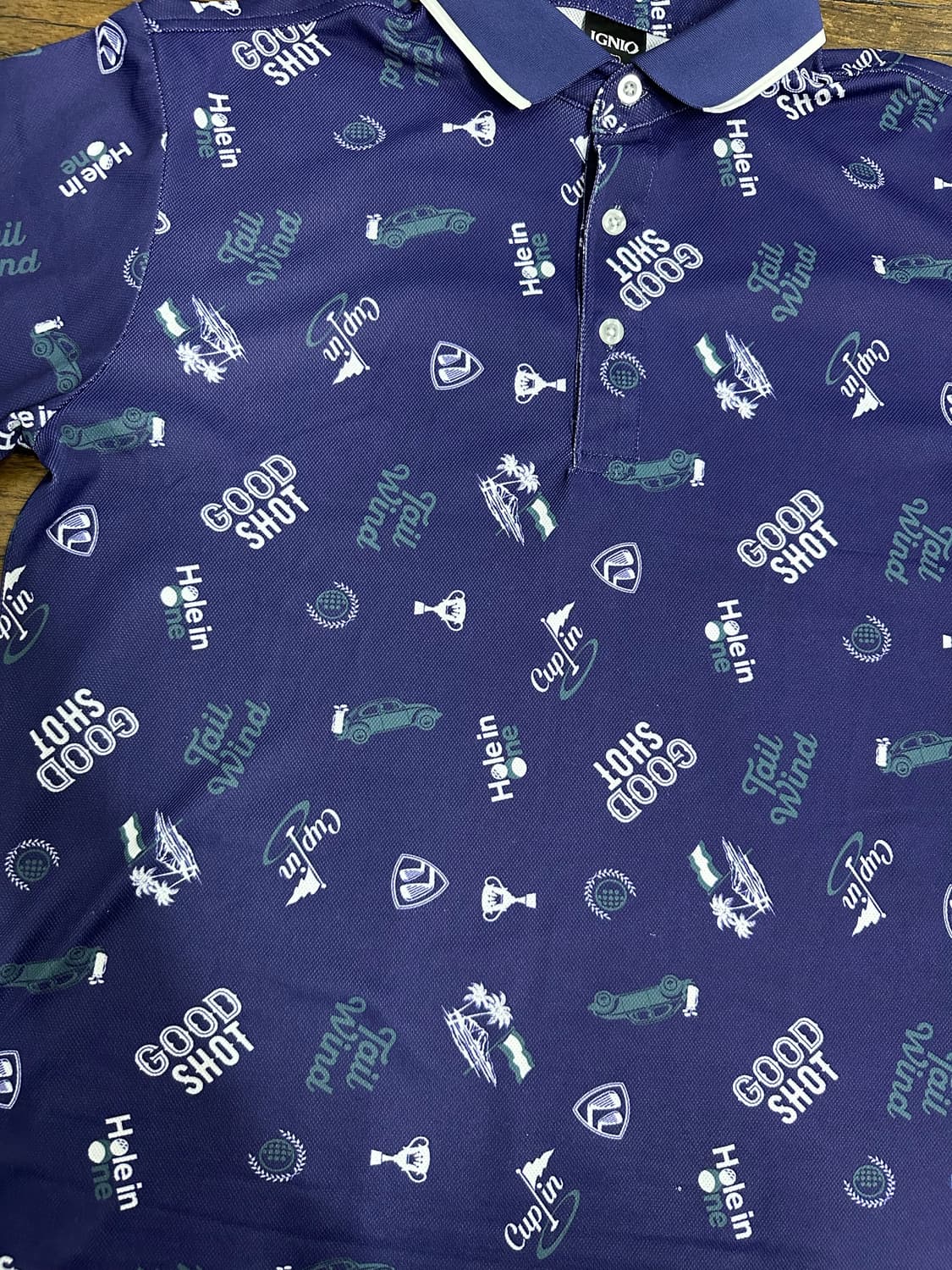 IGNIO 이그니오 기능성 쿨링 골프 반팔 카라티 L 네이비 패턴 (새제 상품이미지2