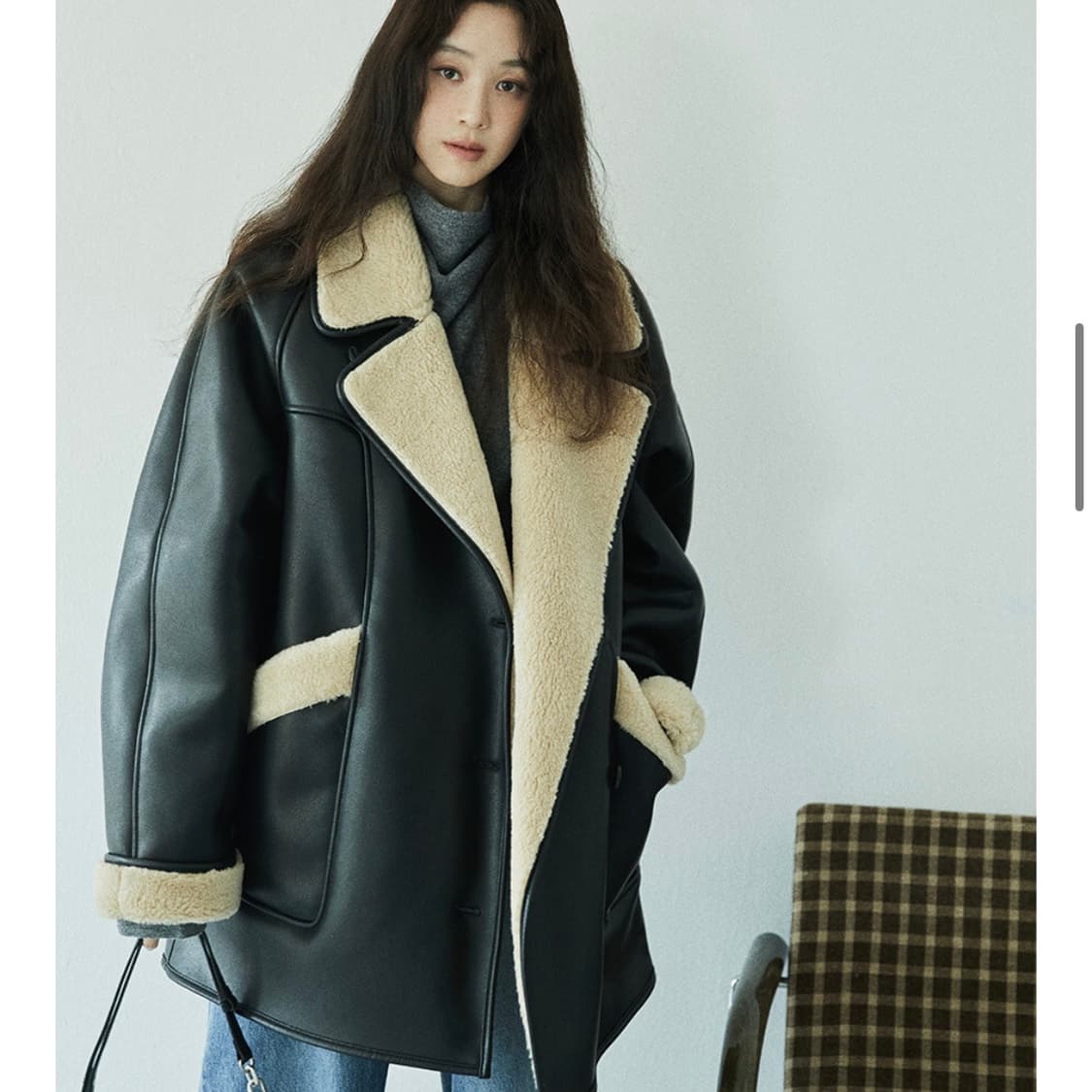 루에브르 레더 시어링자켓 상품이미지2