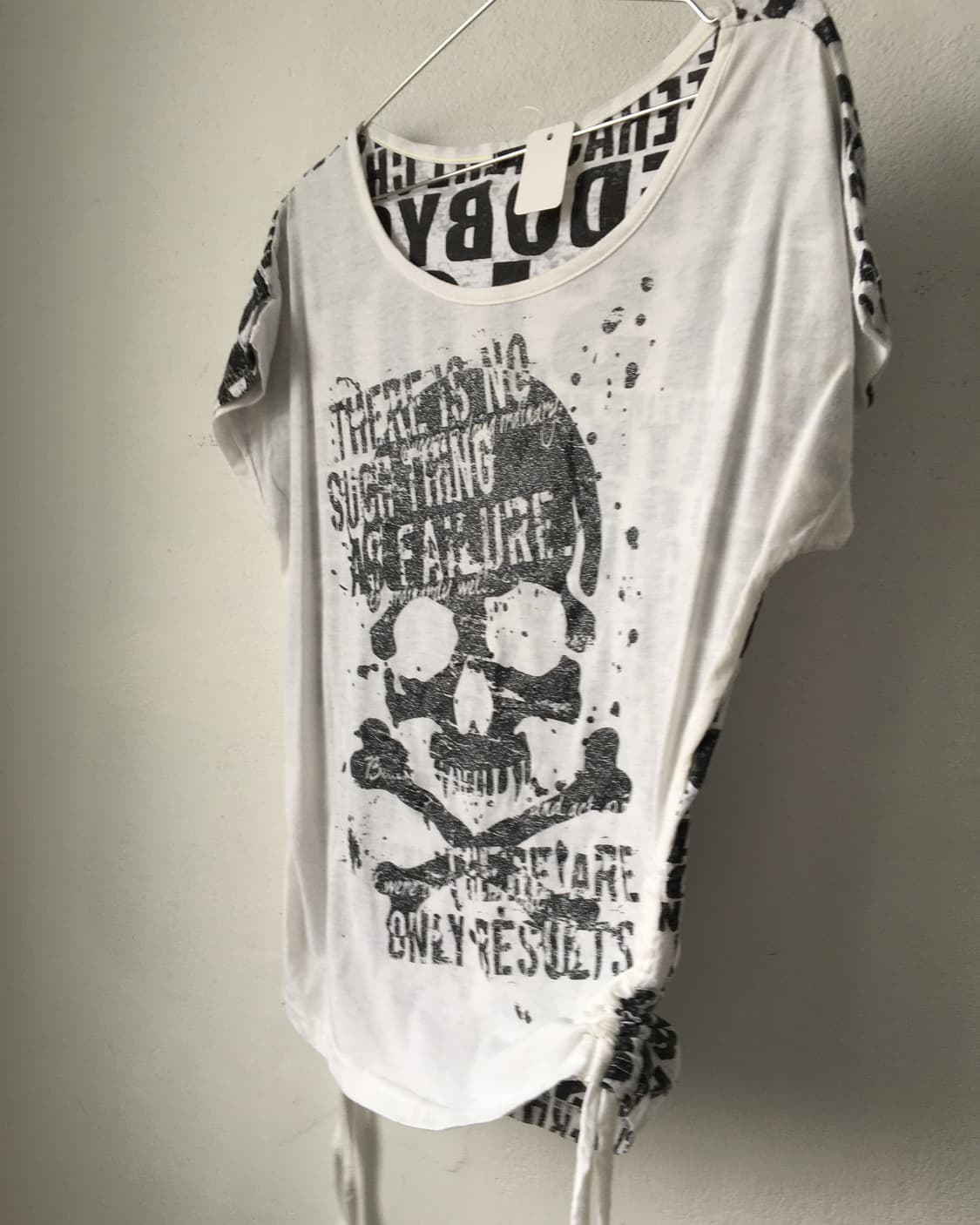 Side shirring skull printing t shirt 상품이미지3