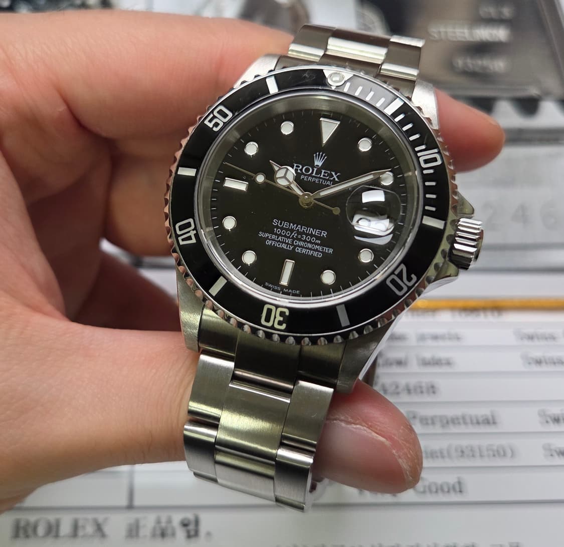 롤렉스 서브마리너 구구섭 16610 데이트 블랙스틸 (감정서 포함) 상품이미지4