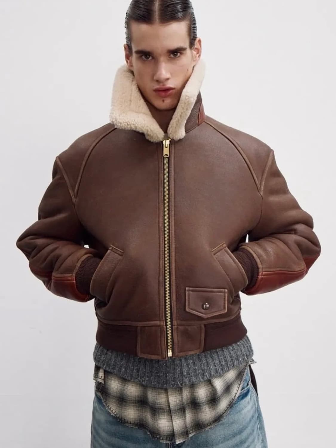 [M] 렉토 클래식 시어링 라이닝 레더 가죽 무스탕 점퍼 자켓 상품이미지1