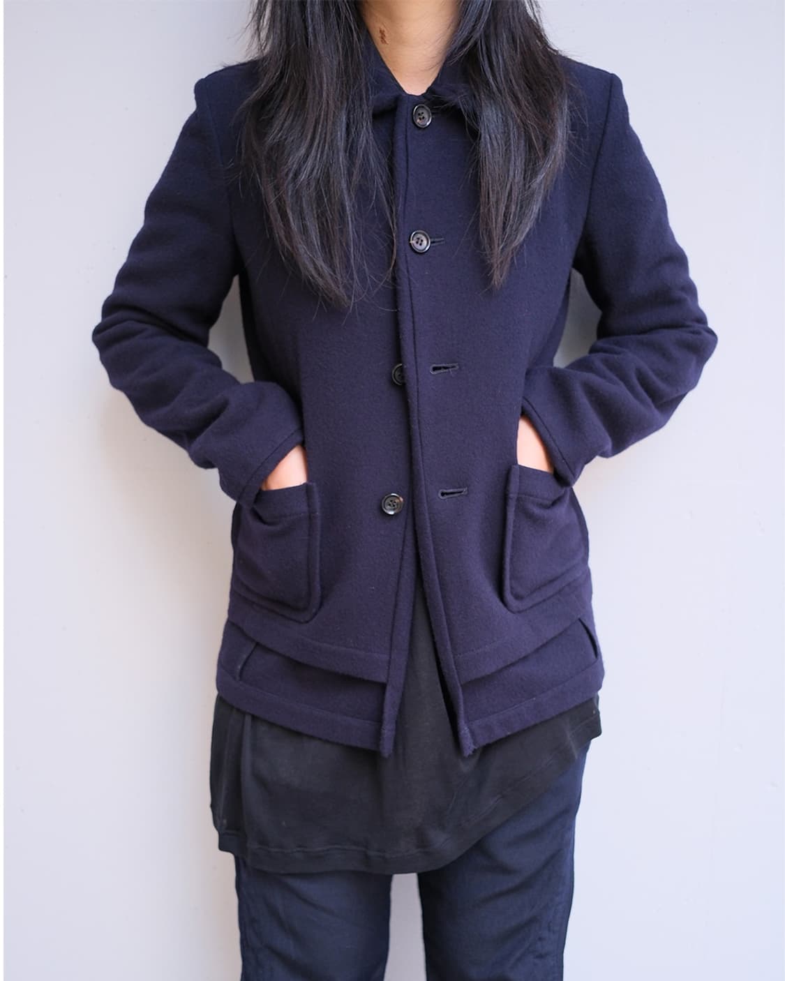 Puff collar layered wool coat 상품이미지3
