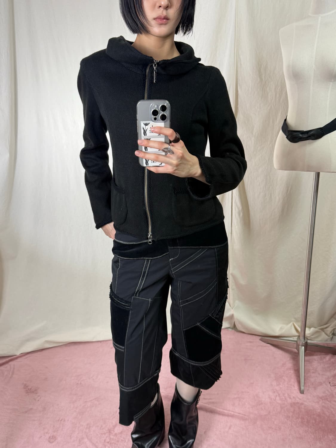 Hiroko Bis 하이넥 니트 집업 자켓 상품이미지1