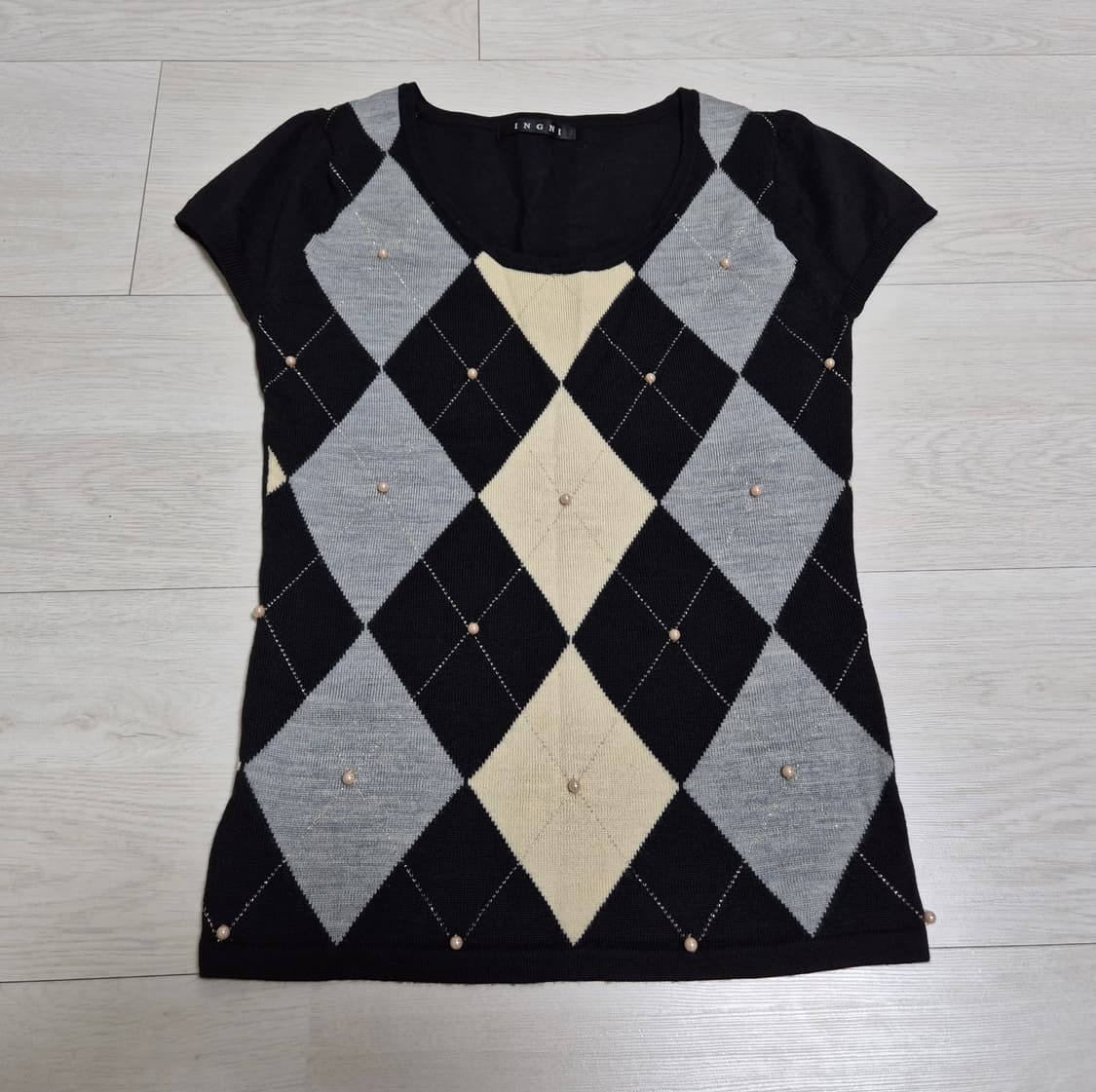 INGNI 아가일 진주 니트 조끼 상품이미지1