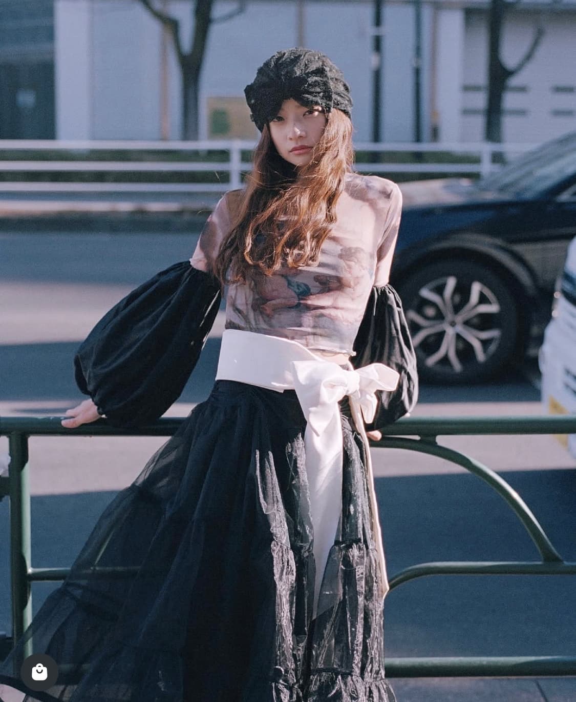 FLORAL LACE TURBAN IN BLACK 상품이미지5