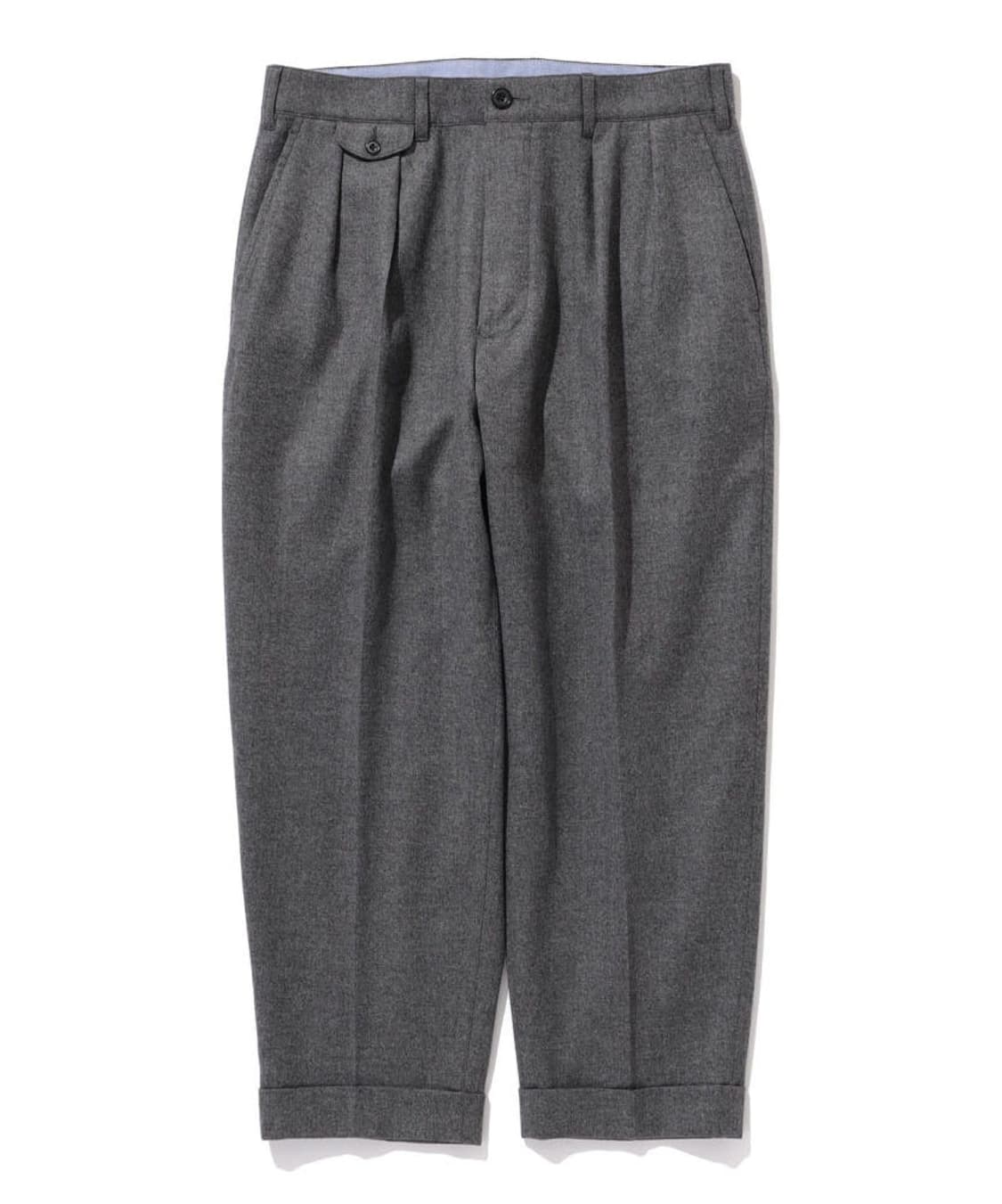 [S] 빔즈 플러스 투플리츠 테이퍼드 플란넬 울 트라우저 팬츠 슬랙스 상품이미지1