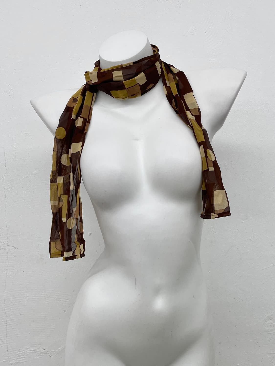 브라운 패턴 쉬폰 링클 머플러  상품이미지3