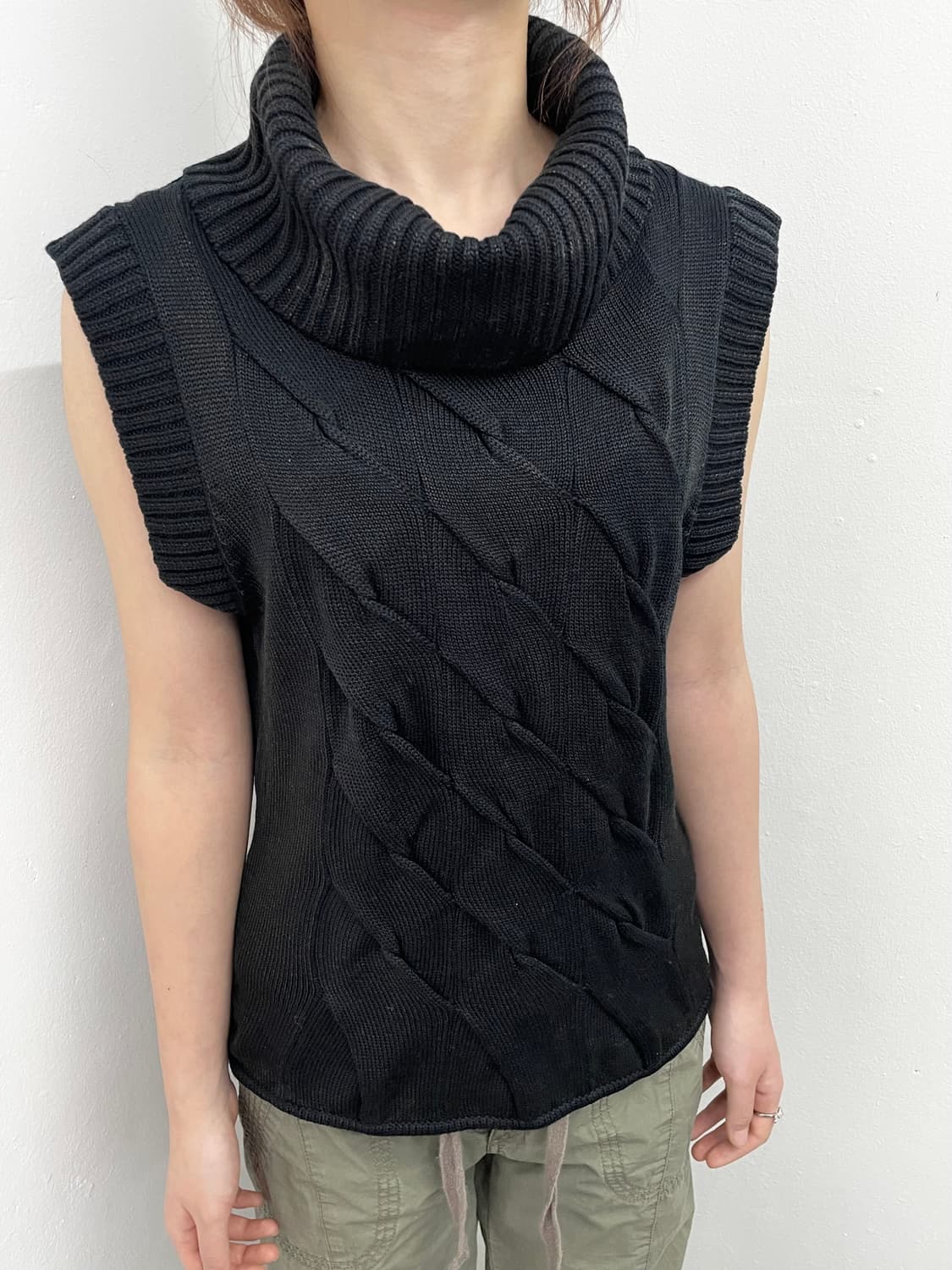 y2k 짜임 폴라 하프 니트탑 상품이미지2