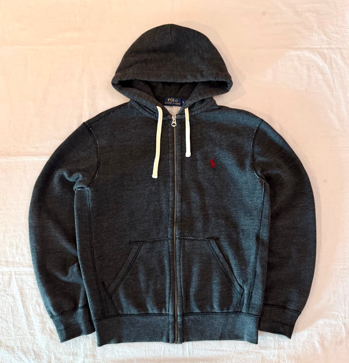 폴로 랄프로렌 와플 써멀 후드집업 차콜 그레이 상품이미지1