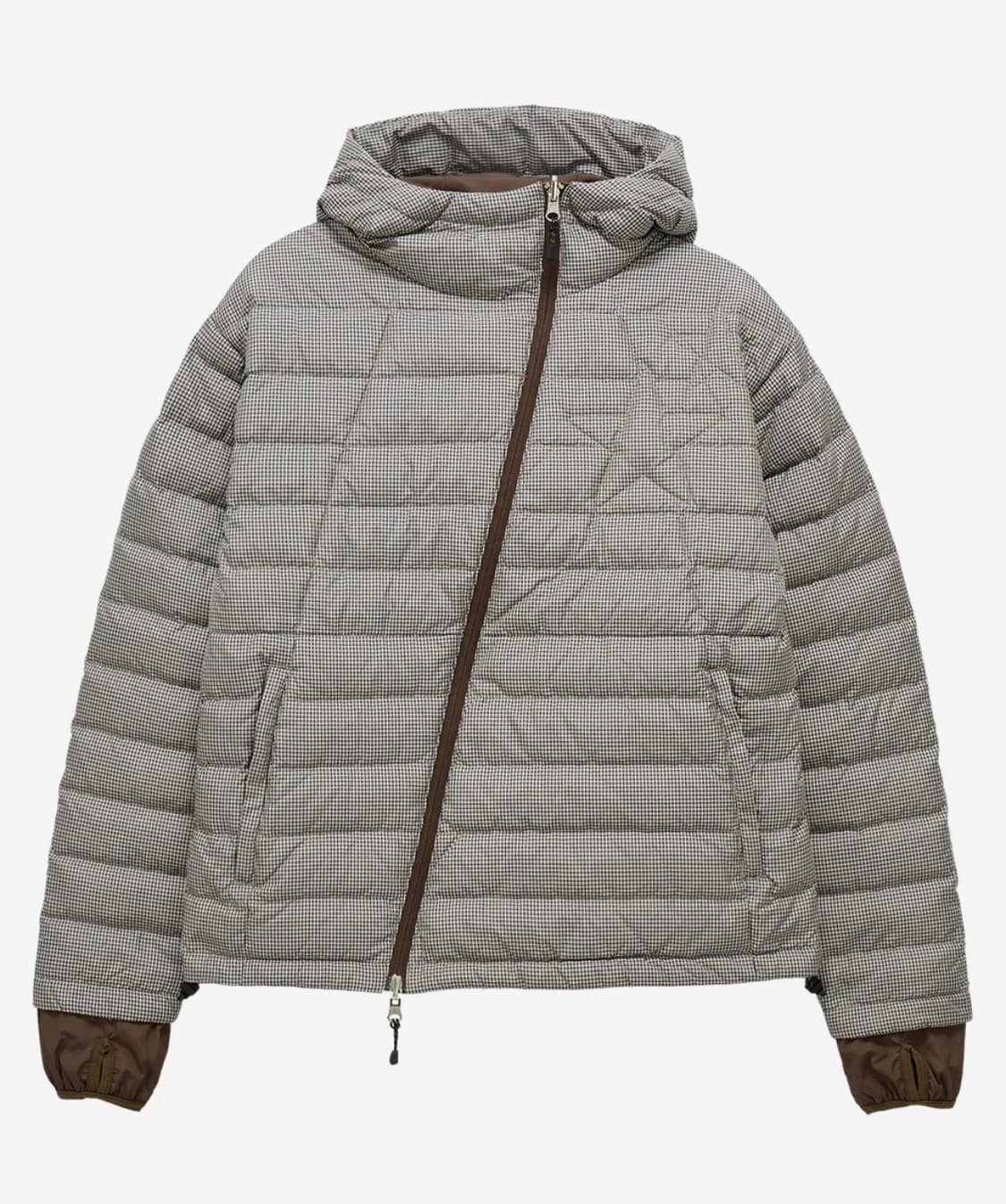 단델 경량패딩 다운자켓 체크 베이지 상품이미지2