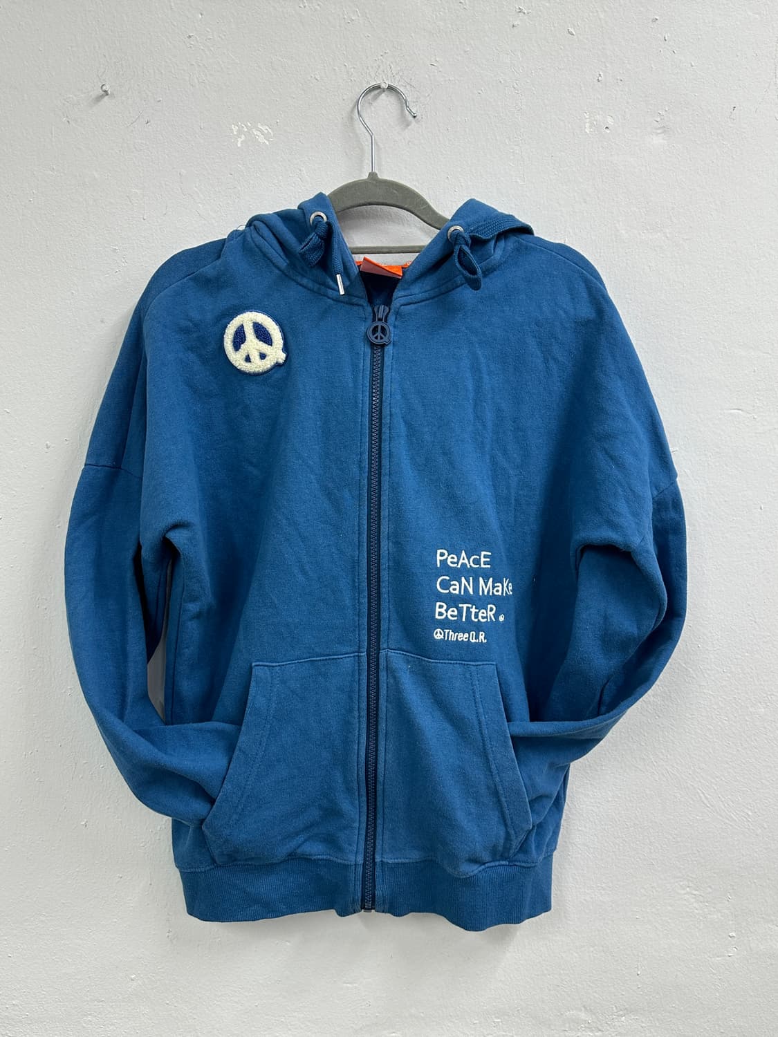 ThreeQ.R 빈티지 블루 Y2K 자수 프린트 여성 후드집업  상품이미지1